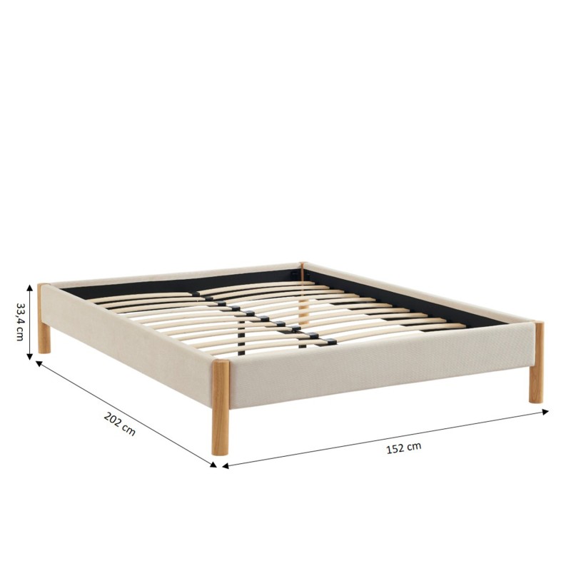 Lit BOWI tissu beige 140*190 sommier inclus