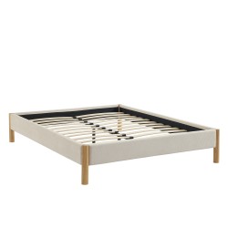 Lit BOWI tissu beige 140*190 sommier inclus