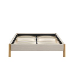 Lit BOWI tissu beige 140*190 sommier inclus