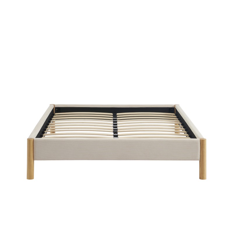 Lit BOWI tissu beige 140*190 sommier inclus