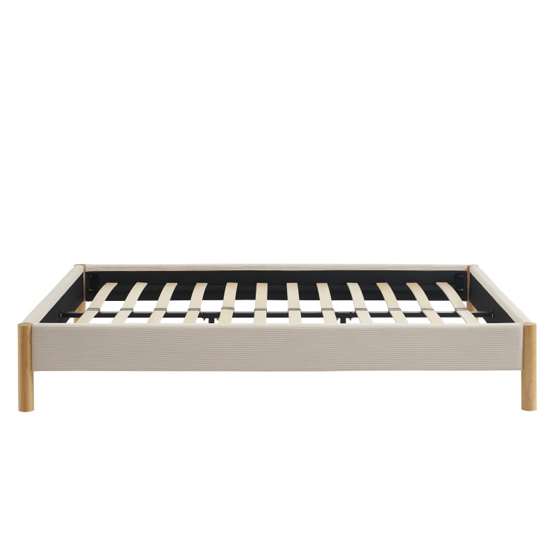 Lit BOWI tissu beige 140*190 sommier inclus