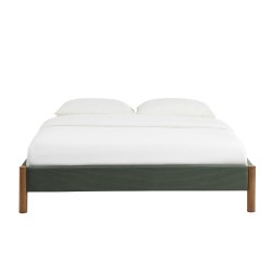 Lit BOWI velours côtelé kaki 160x200 sommier inclus