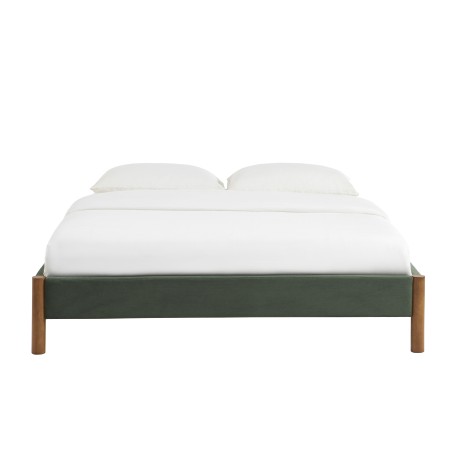Lit BOWI tissu kaki 160*200 sommier inclus