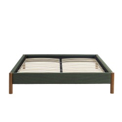 Lit BOWI velours côtelé kaki 160x200 sommier inclus