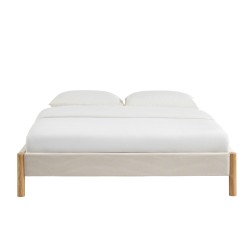 Lit BOWI tissu kaki 160*200 sommier inclus