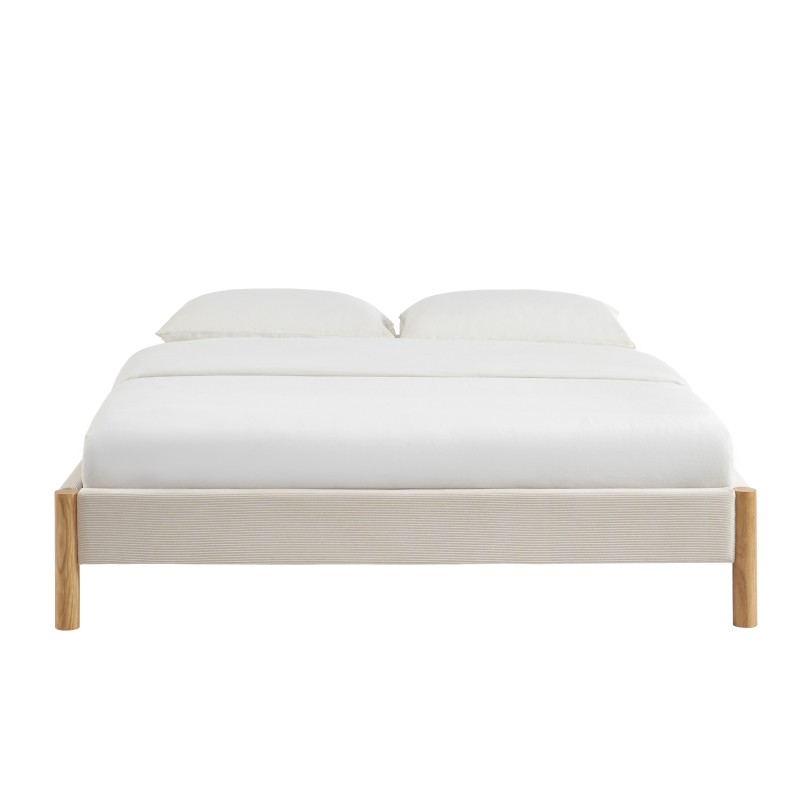 Lit BOWI tissu kaki 160*200 sommier inclus