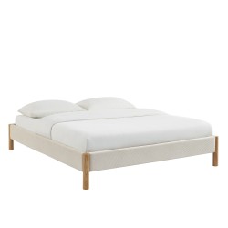 Lit BOWI tissu kaki 160*200 sommier inclus