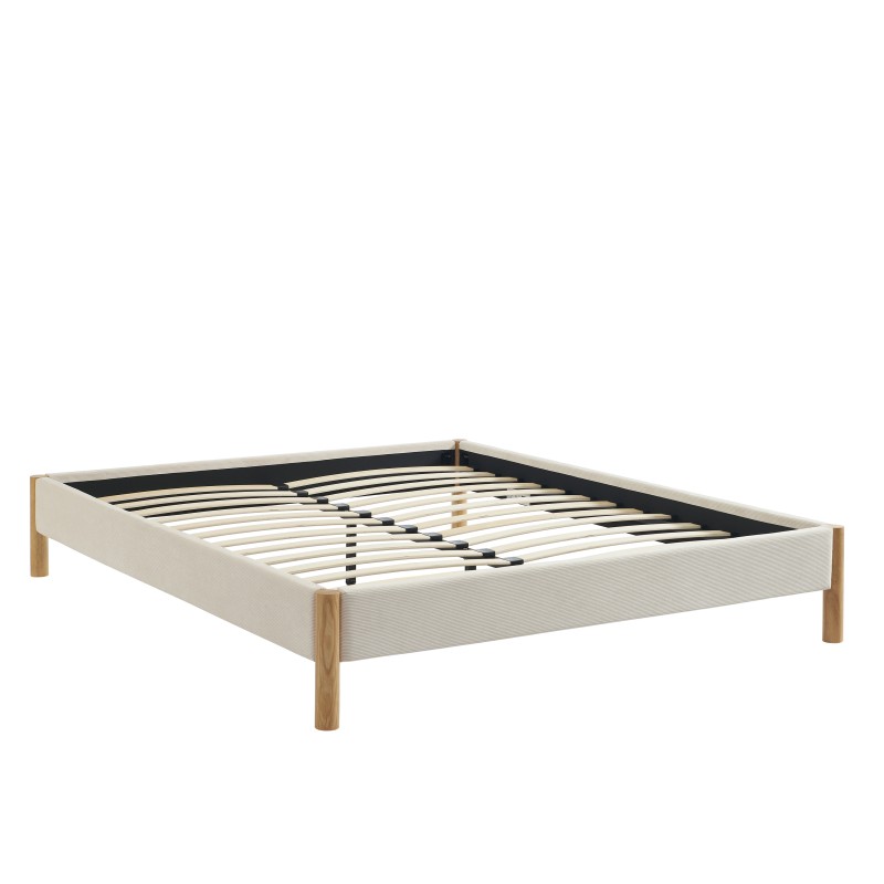 Lit BOWI tissu kaki 160*200 sommier inclus