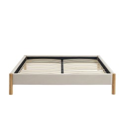 Lit BOWI tissu kaki 160*200 sommier inclus