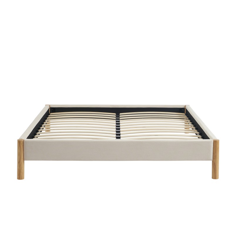 Lit BOWI tissu kaki 160*200 sommier inclus