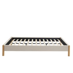 Lit BOWI tissu kaki 160*200 sommier inclus