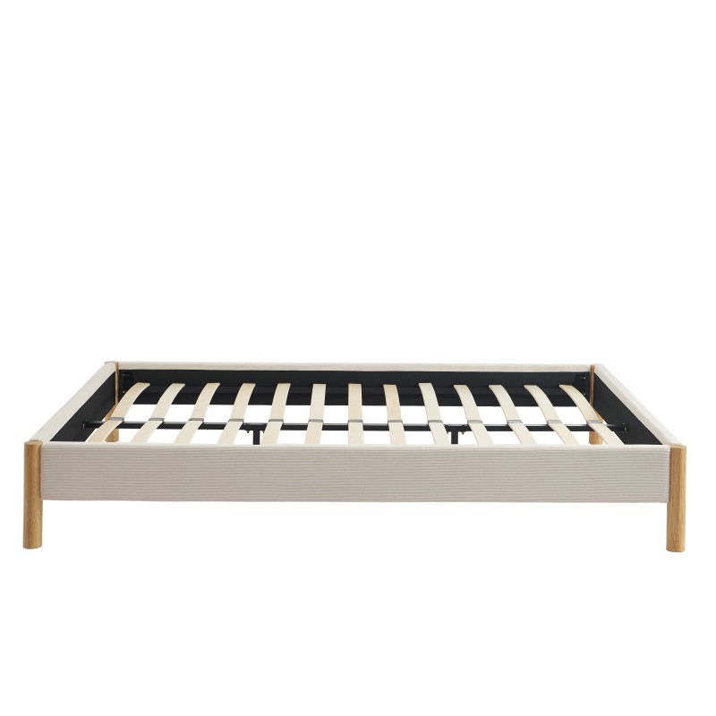 Lit BOWI tissu kaki 160*200 sommier inclus