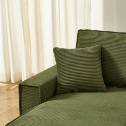 Canapé d'angle convertible et réversible 4 places ZOLA velours côtelé vert