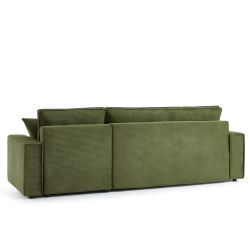 Canapé d'angle convertible et réversible 4 places ZOLA velours côtelé vert