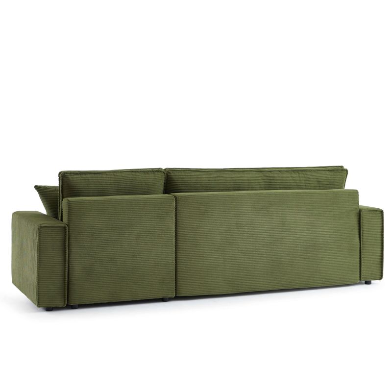 Canapé d'angle convertible et réversible 4 places ZOLA velours côtelé vert