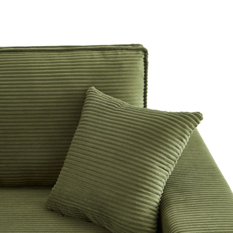 Canapé d'angle convertible et réversible 4 places ZOLA velours côtelé vert