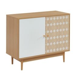 Buffet LEIKA blanc et effet chêne 90cm
