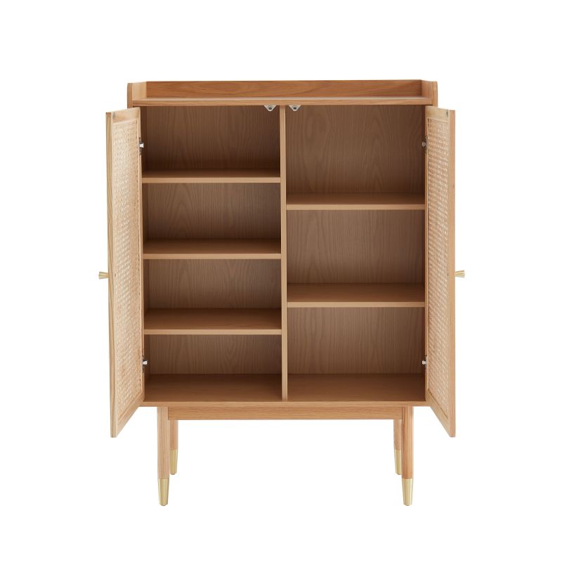 Buffet haut LEON placage chêne et cannage rotin 90cm