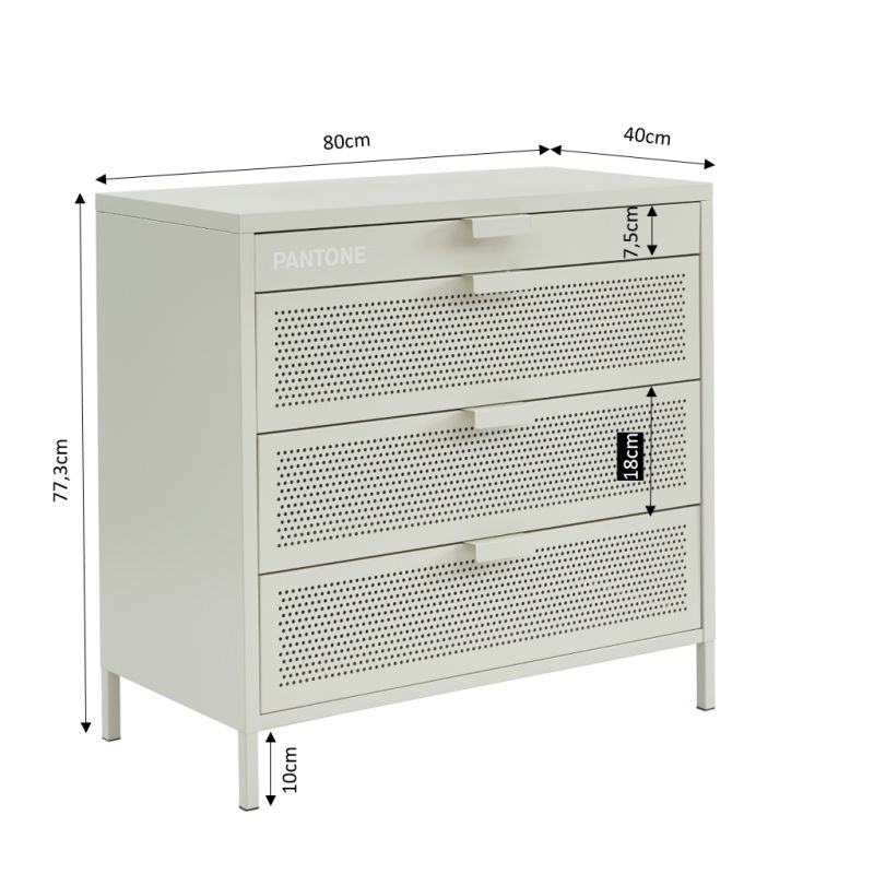Commode PANTONE 4 tiroirs beige sable 80cm