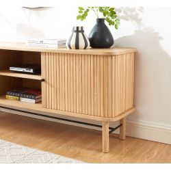 Meuble TV ERNEST frêne portes tambour 150cm