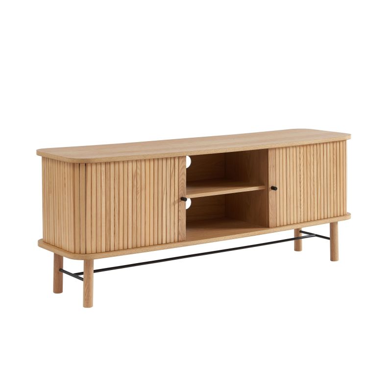 Meuble TV ERNEST frêne portes tambour 150cm