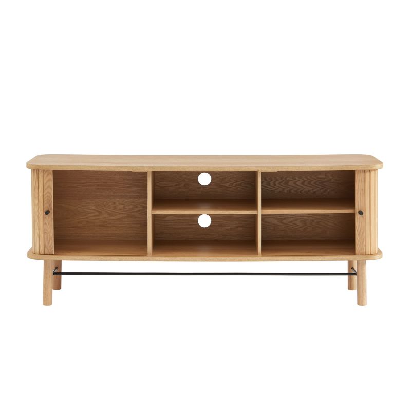 Meuble TV ERNEST frêne portes tambour 150cm