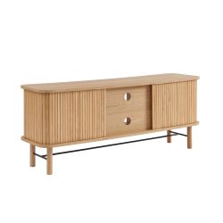 Meuble TV ERNEST frêne portes tambour 150cm