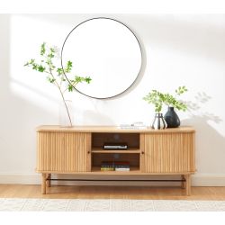 Meuble TV ERNEST frêne portes tambour 150cm