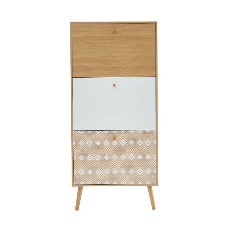 Meuble à chaussures LEIKA motifs et effet chêne 60cm