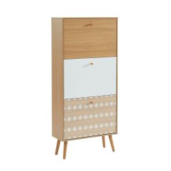 Meuble à chaussures LEIKA motifs et effet chêne 60cm