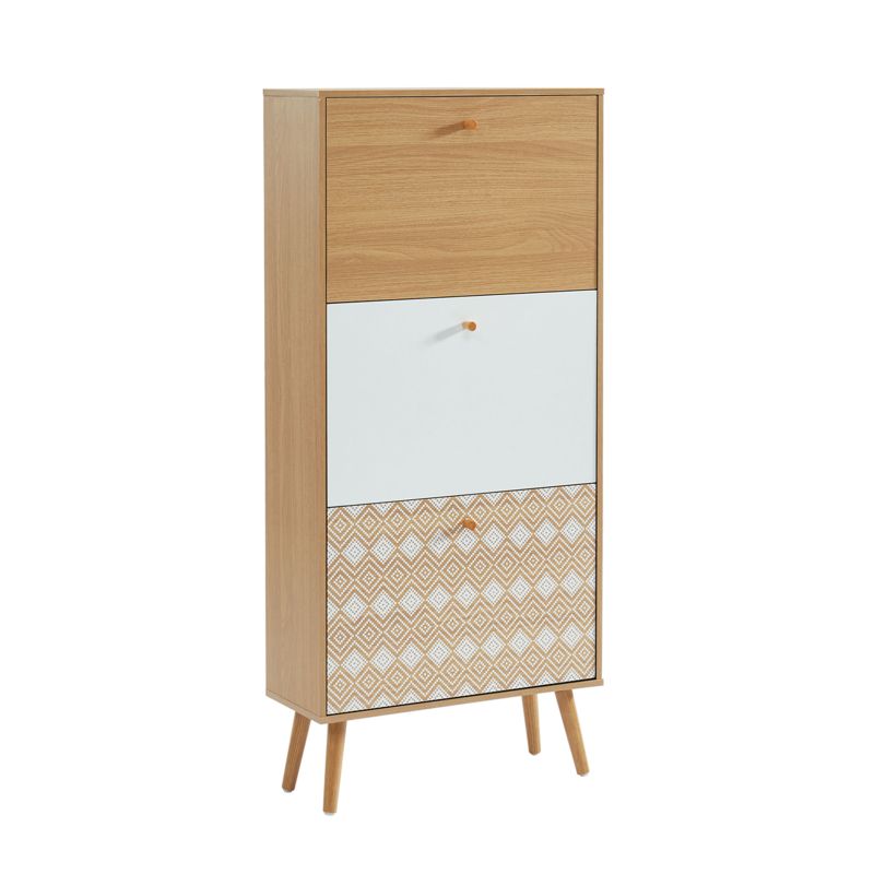 Meuble à chaussures LEIKA motifs et effet chêne 60cm
