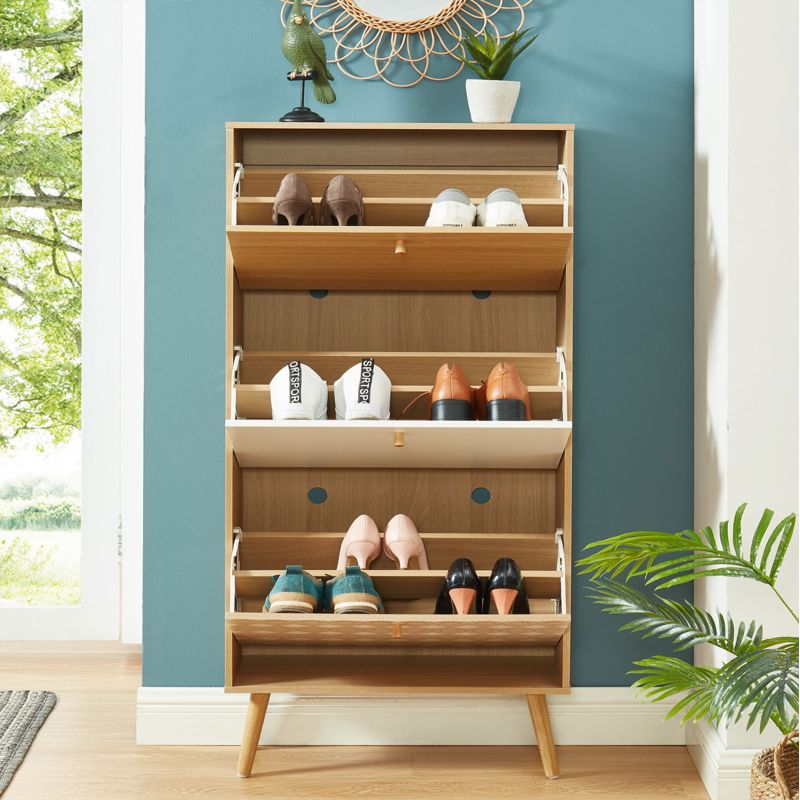 Meuble à chaussures LEIKA motifs et effet chêne 60cm