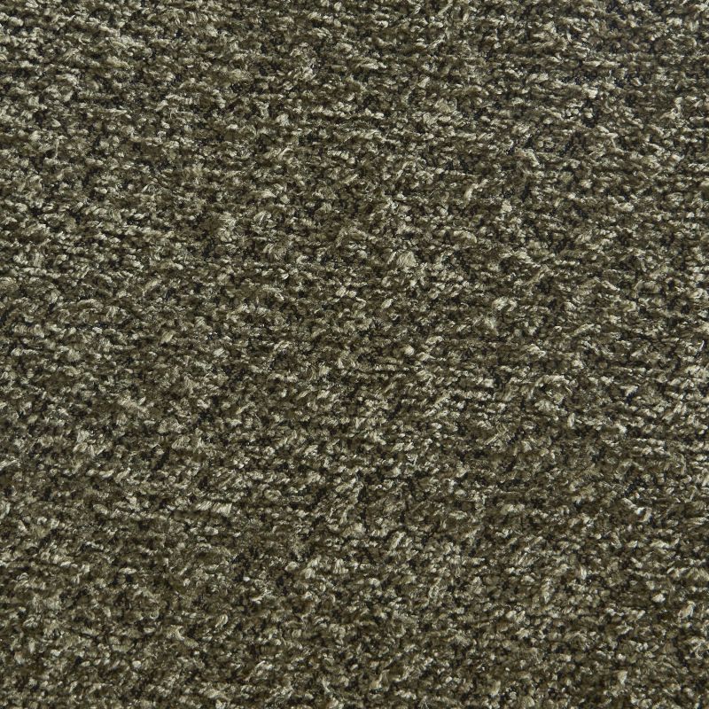 Set mit 2 Hockern TINA aus grünem Bouclé-Stoff und Rattan-Geflecht