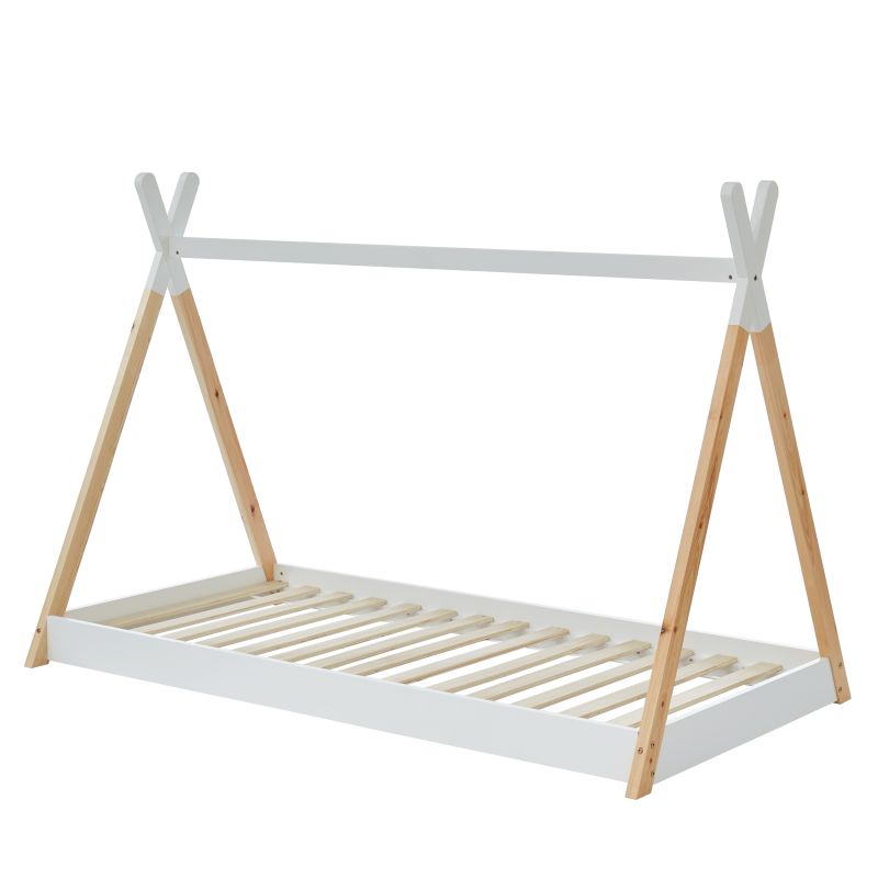 Lit tipi TINY 90x190 pin blanc sommier inclus