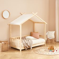 Zeltbett mit Seitengittern TINY 70 x 140 aus massivem Kiefernholz, inklusive Lattenrost