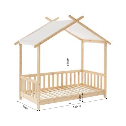 Zeltbett mit Seitengittern TINY 70 x 140 aus massivem Kiefernholz, inklusive Lattenrost