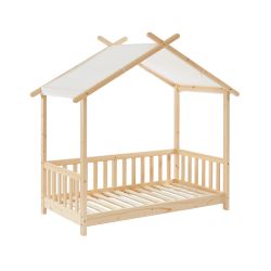 Zeltbett mit Seitengittern TINY 70 x 140 aus massivem Kiefernholz, inklusive Lattenrost
