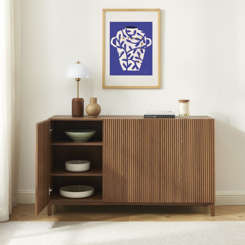 Sideboard ORCA in Nussbaumoptik, 3 Türen, 140 cm