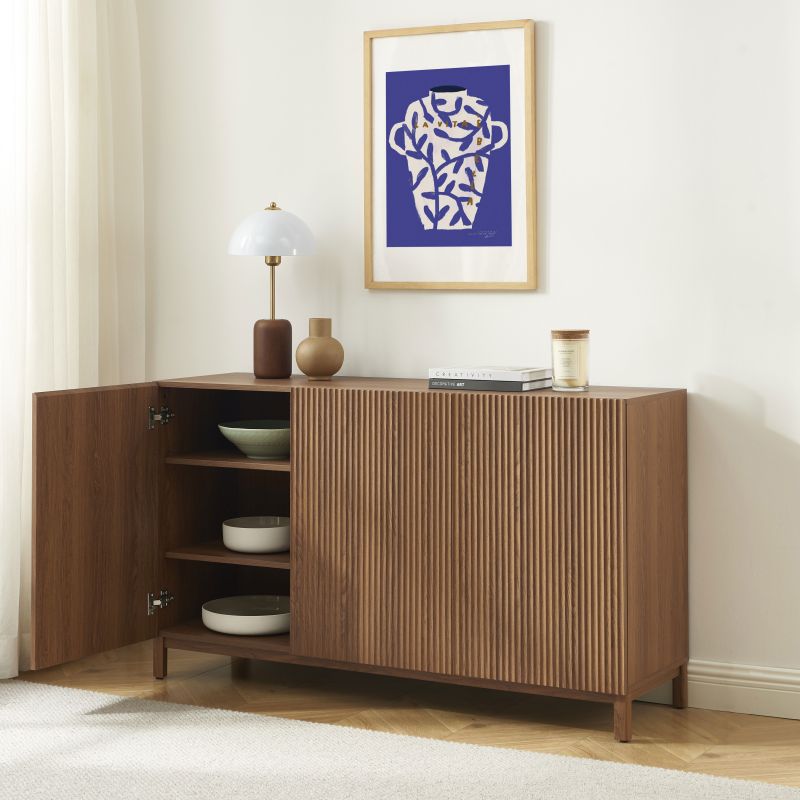 Sideboard ORCA in Nussbaumoptik, 3 Türen, 140 cm